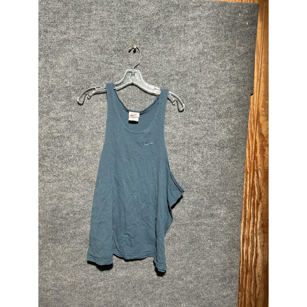 Nike Shirt Mens XL Blue 100% Cotton Sleeveless Tank Top Swoosh Logo Athletic Gym